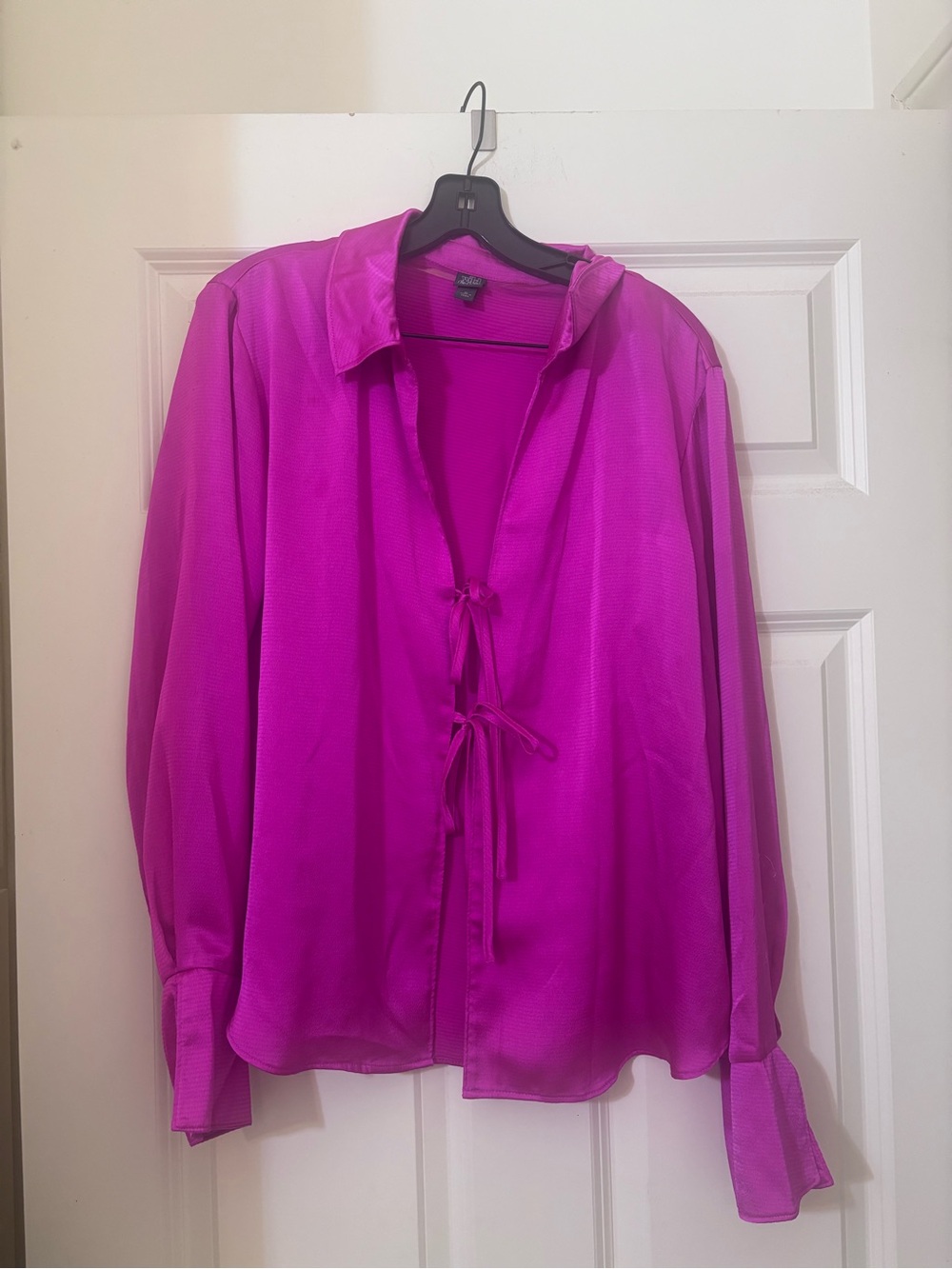 Hot pink Tie-Front Blouse
